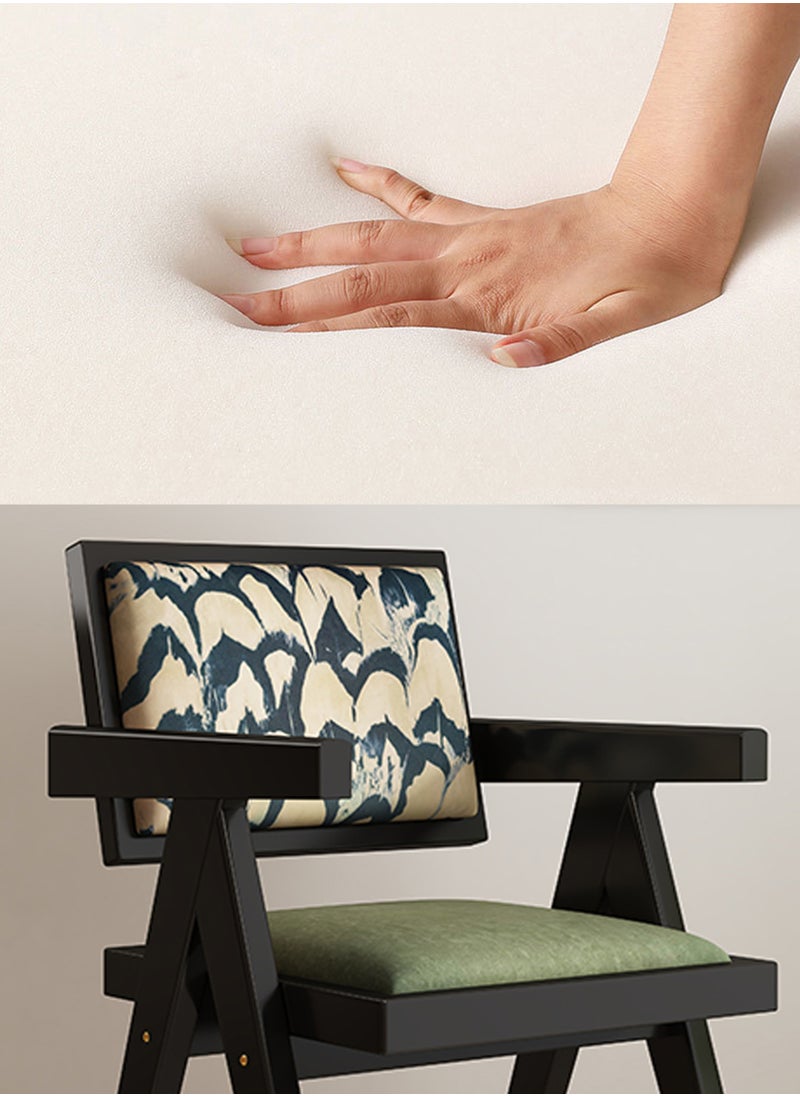Old_Feller Vintage Chair Chandigarh Chair with Velvet Soft Bag Seat and Feather Pattern Back for Dining Room, Living Room, Home Office, Cafe (Black/Green)  - Image 2
