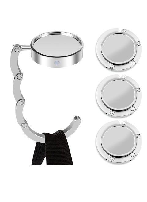 Handbag Hooks for Tables-Set of 4 Folding Purse Hook Hangers- Portable Table Bag Holders Metal Purse Hook Non-Slip Handbag Hanger for Table Desk Less Than 3.8cm/1.50 inch in Thickness