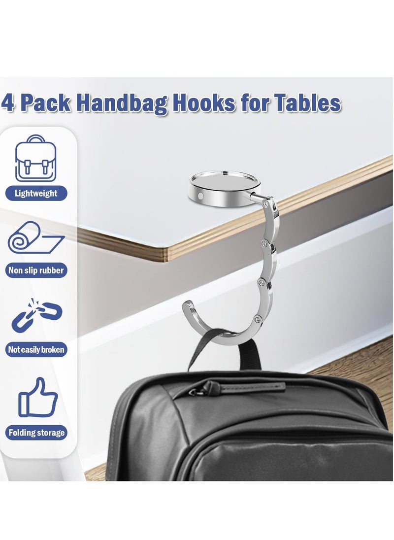 Generic - Handbag Hooks for Tables-Set of 4 Folding Purse Hook Hangers- Portable Table Bag Holders Metal Purse Hook Non-Slip Handbag Hanger for Table Desk Less Than 3.8cm/1.50 inch in Thickness - Image 1