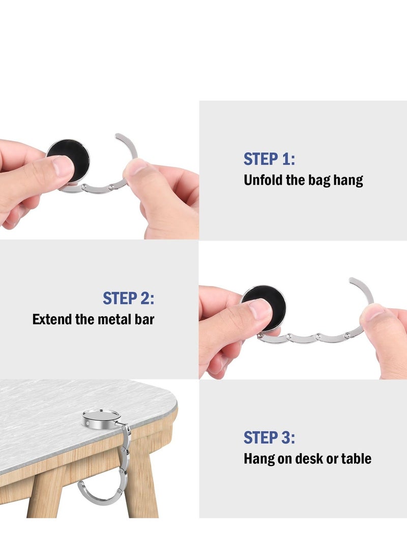 Generic - Handbag Hooks for Tables-Set of 4 Folding Purse Hook Hangers- Portable Table Bag Holders Metal Purse Hook Non-Slip Handbag Hanger for Table Desk Less Than 3.8cm/1.50 inch in Thickness - Image 1