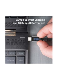 SWISS MILITARY 2M Type C to Type C Premium Braided Cable:100W Power Delivery, LED Display, Rapid Charging, High-Speed Data Transfer Compatible with Apple iPad, MacBook Pro/Air, Samsung,Android - Black  - Image 3