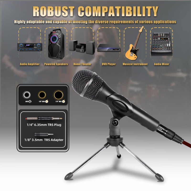 SonixForce Professional Dynamic Microphone for Singing Karaoke Microphone with 16ft XLR to 1/4'' Audio Cable, Vocal Handheld Mic for Podcast Mixer Amplifier PA System - Image 3