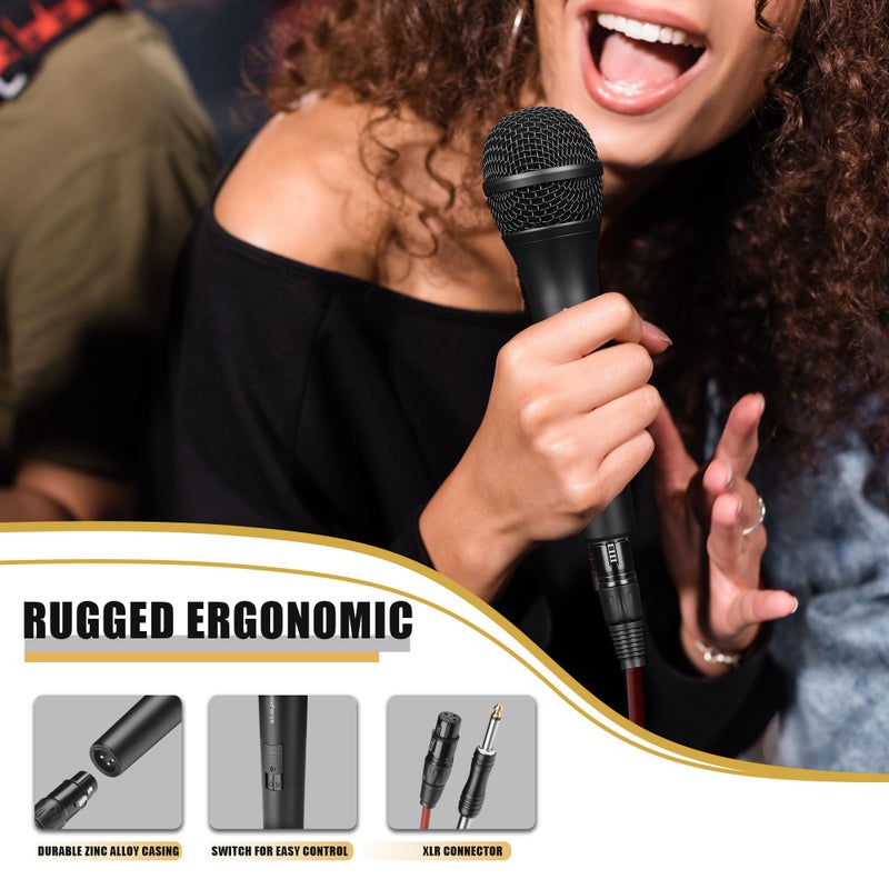 SonixForce Professional Dynamic Microphone for Singing Karaoke Microphone with 16ft XLR to 1/4'' Audio Cable, Vocal Handheld Mic for Podcast Mixer Amplifier PA System - Image 4