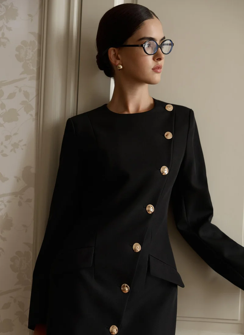 Lichi  Mini dress with diagonal button fastening for Women | Best Price UAE