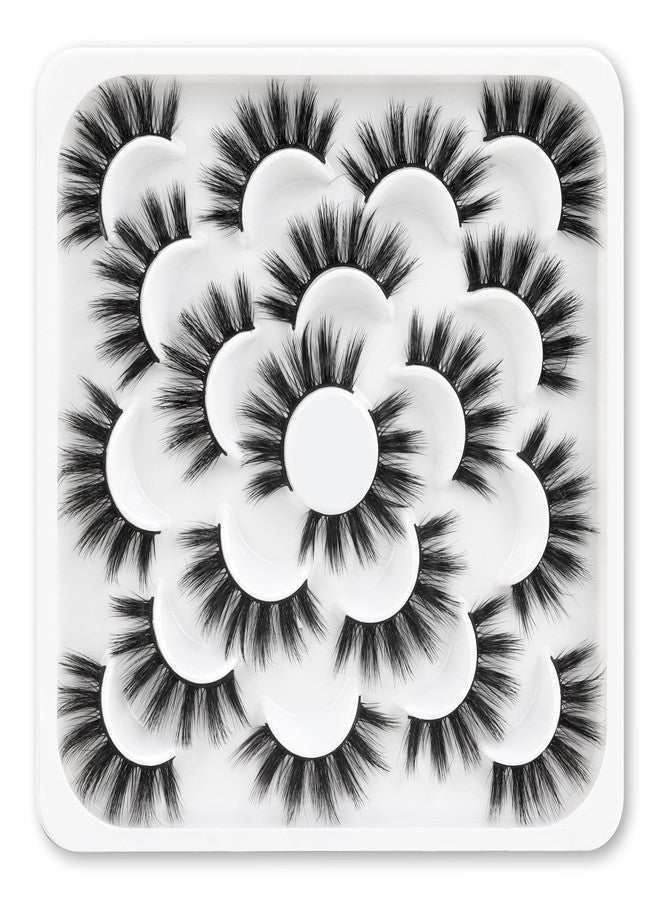 Veleasha Lashes 10 Pairs Natural Fluffy False Eyelashes Soft Wispy Lashes 3D Faux Mink Lashes Pack (V07) - Image 1