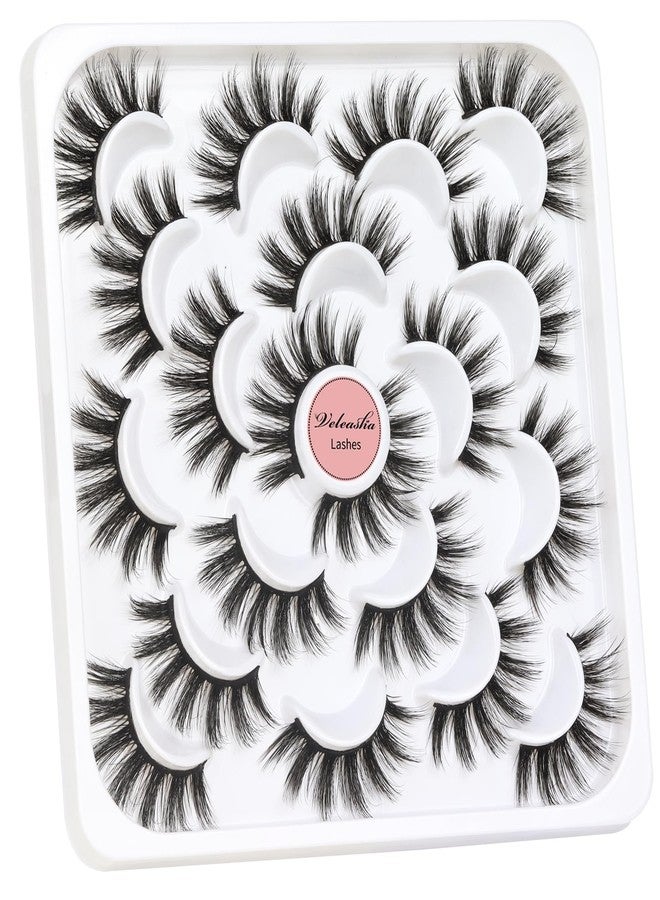 Veleasha Lashes 10 Pairs Natural Fluffy False Eyelashes Soft Wispy Lashes 3D Faux Mink Lashes Pack (V07) - Image 5