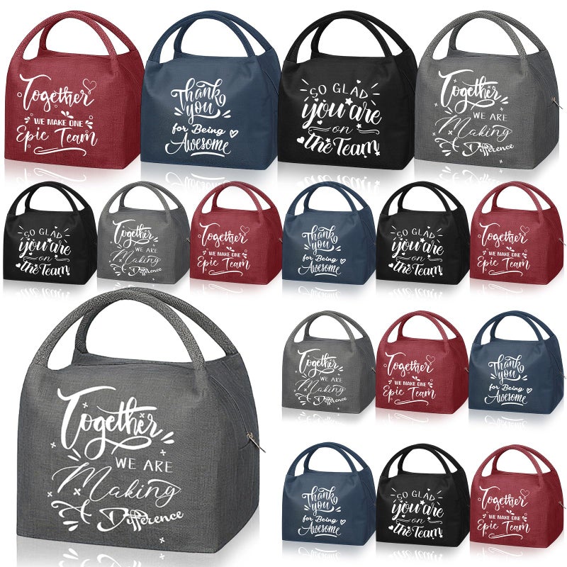 SilTriangle 12 Pcs Team Appreciation Gifts Bulk Staff Insulated Lunch Bags Team Thank You Day Favor Reusable Lunch Boxes Waterproof Appreciation Totes for Staff Coworker Employee Nurses Teachers Volunteers Worker - Image 1