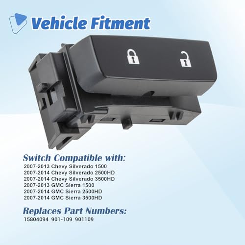 AiYiGu Front Passengers Side Power Door Lock Switch Fit for 20072013 Chevy Silverado GMC Sierra Replaces 15804094 901109 901109 - Image 3