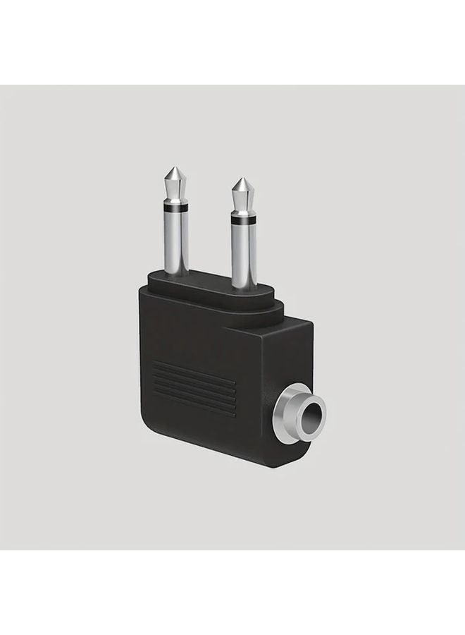 1pc 3.5mm Male To Female Airplane Headphone Adapter Aviation Audio Jack Converter - Image 1