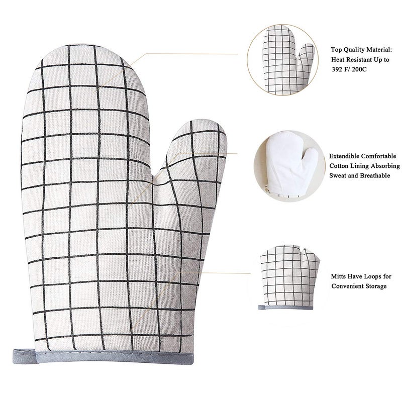 Win Change Oven Mitts and Potholders BBQ Gloves-Oven Mitts and Pot Holders with Recycled Infill Silicone Non-Slip Cooking Gloves for Cooking Baking Grilling (4-Piece Set) (White) - Image 2