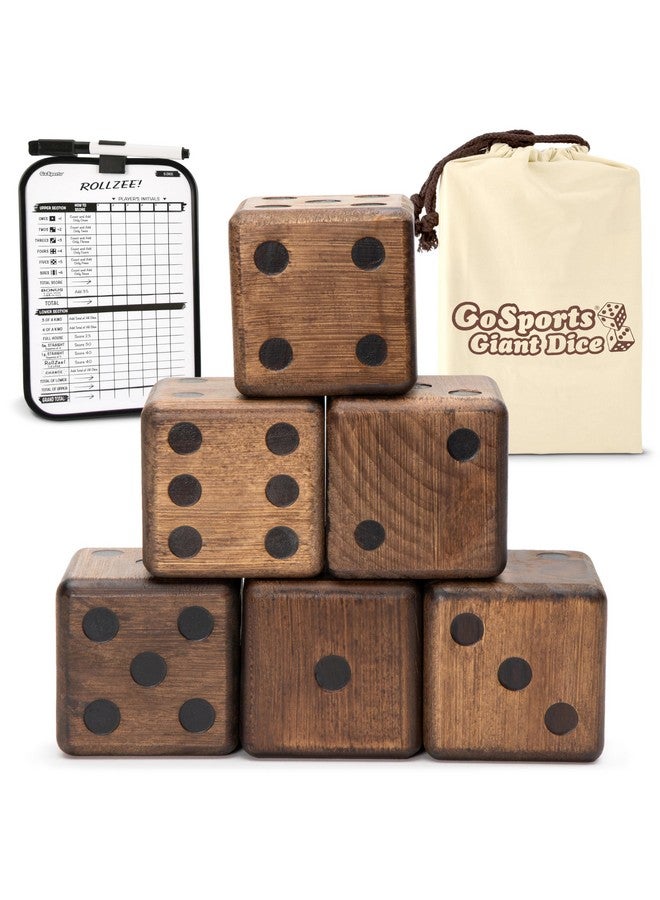 GoSports GoSports Giant Wooden Playing Dice Set with Rollzee and Farkle Scoreboard - Includes 6 Dice, Dry-Erase Scoreboard and Canvas Tote Bag - Choose 2.5 Inch or 3.5 Inch Dice  - Image 1