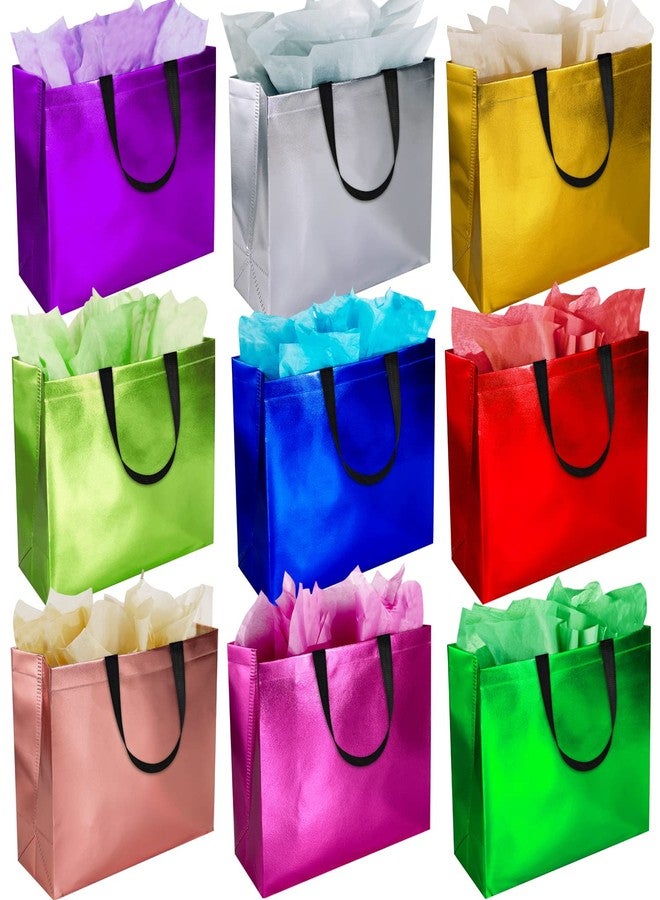 BLEWINDZ 18Pcs Large Gift Bags with Tissues for Presents - 13'' Reusable Non-Woven Gift Goodie Bags with Metallic Shiny - Party Favor Bag Tote Bag for Wedding, Birthday, Christmas - Image 1
