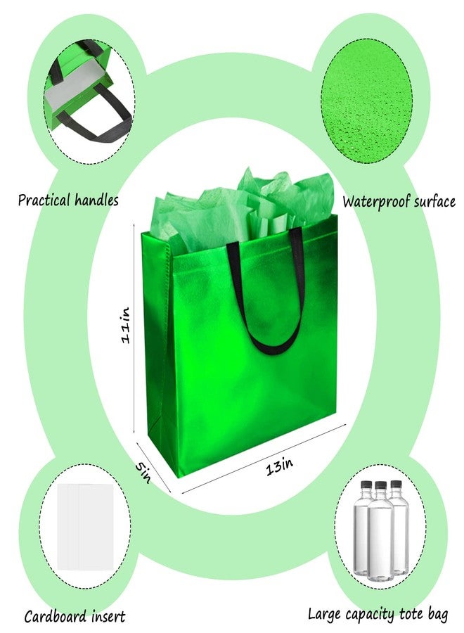 BLEWINDZ 18Pcs Large Gift Bags with Tissues for Presents - 13'' Reusable Non-Woven Gift Goodie Bags with Metallic Shiny - Party Favor Bag Tote Bag for Wedding, Birthday, Christmas - Image 2