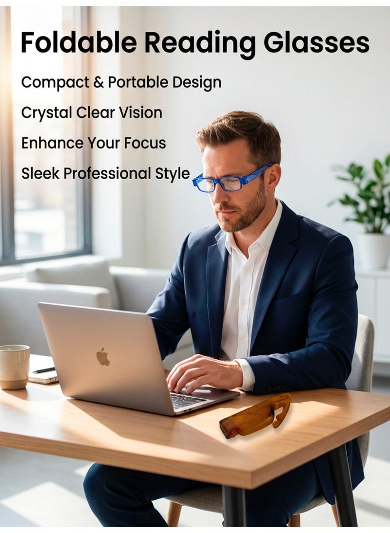 MS MIN Foldable Anti-Blue Light Reading Glasses, Portable Lightweight Presbyopic Glasses with Multiple Diopters (+1.50D to +3.50D) - Image 4