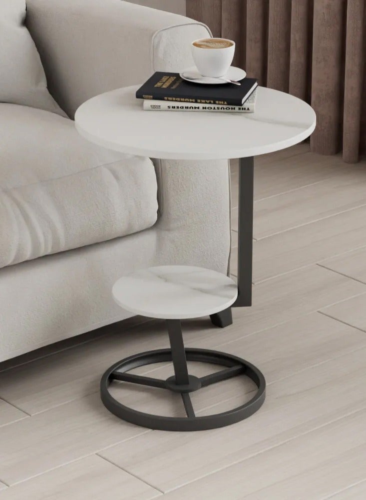 DubaiGallery Simple home sofa rock board small coffee table bedside table living room round table balcony Nordic style living room furniture - Image 1