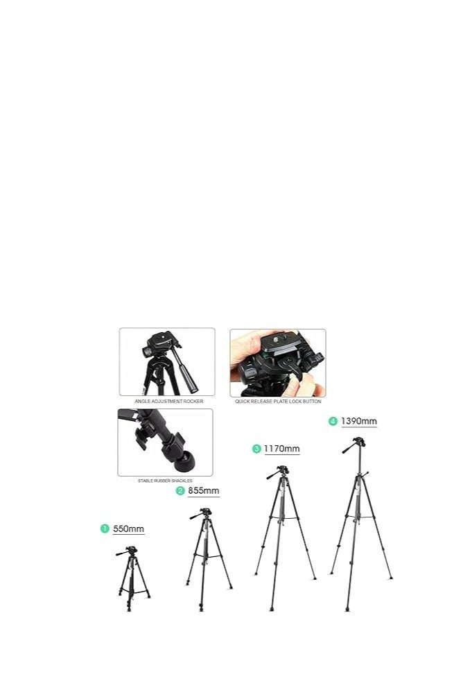 WT 3520 Aluminum Alloy Foldable Portable Photography Tripod for Camera - Black - Image 5