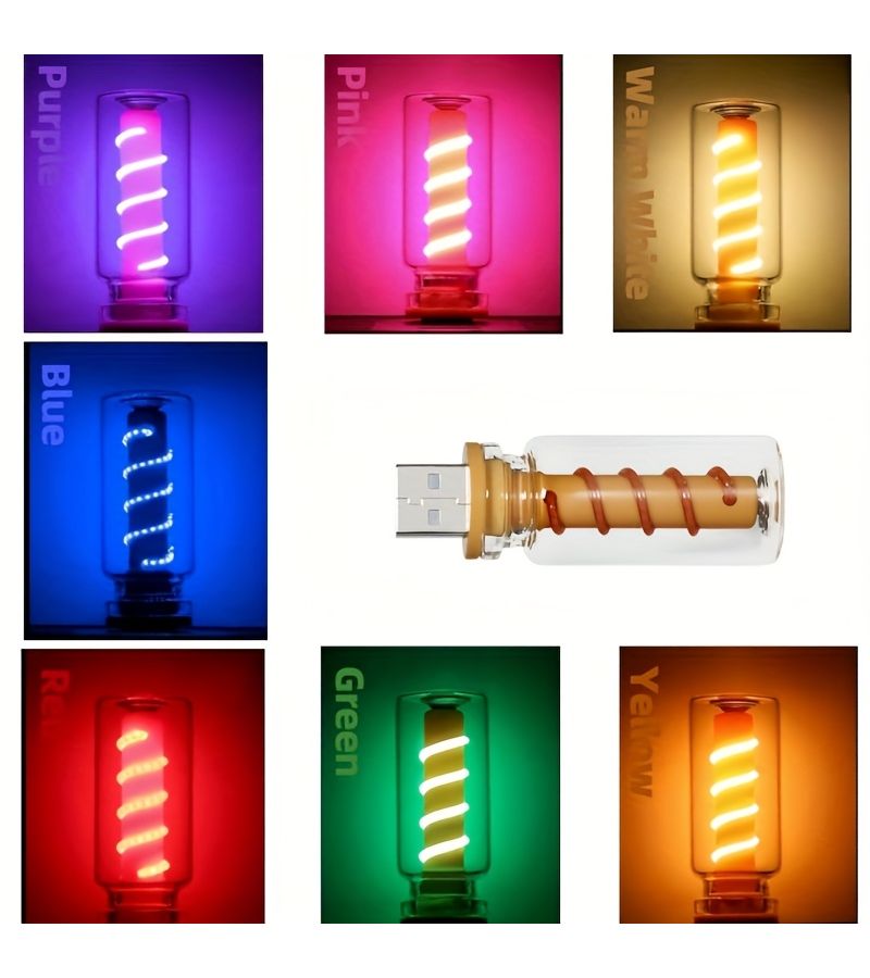 Red Dimmable USB Ambient Light Retro Creative LED Lamp for Car Bedroom Camping Party - Image 3