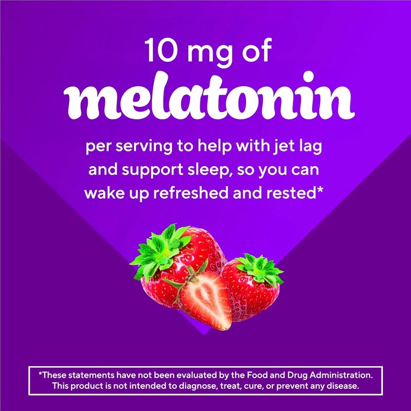 vitafusion Max Strength 10 mg Melatonin Gummies Strawberry Flavored Adult Melatonin Gummy Vitamin Supplement 100 Count 50 Day Supply - Image 5
