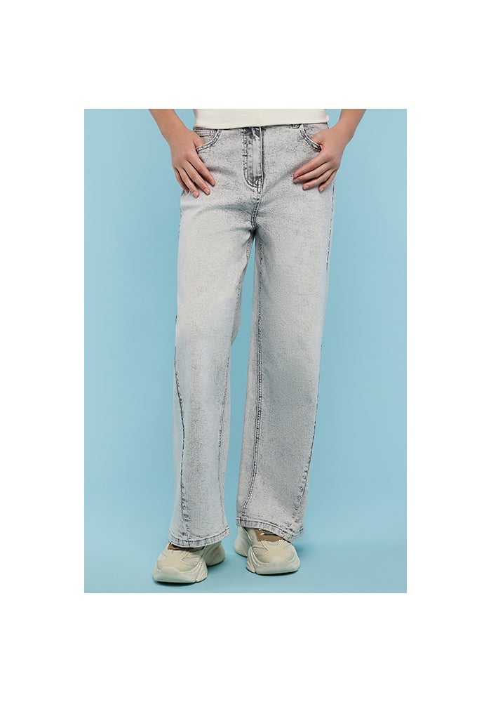 R&B Washed Straight Fit Jeans with Button Closure - Image 1