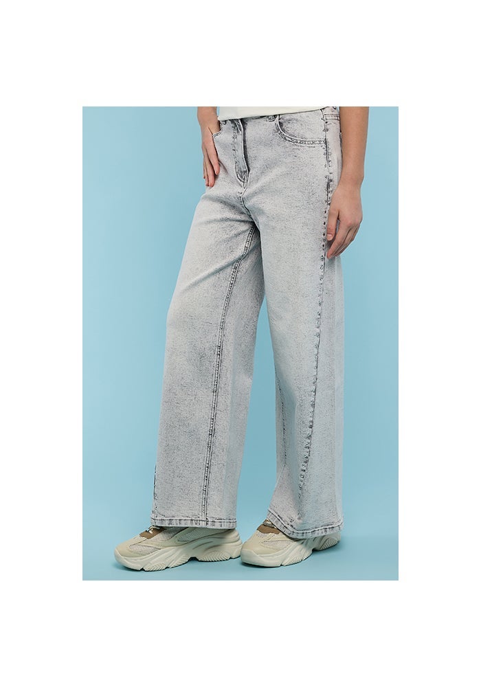 R&B Washed Straight Fit Jeans with Button Closure - Image 2