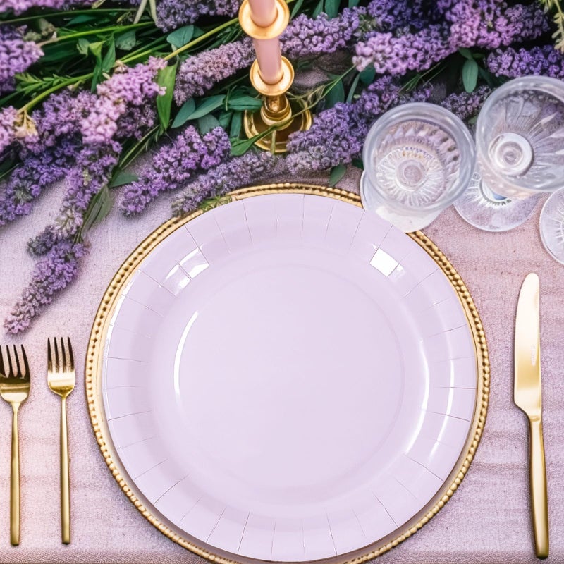 Whaline 72Pcs Purple Paper Plates 9 Inch Gradient Purple Color Disposable Round Plates WeddingTableware Dessert Plates  3 Colors - Image 5