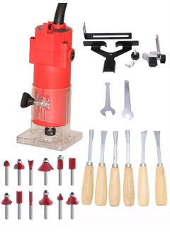 Digital Craft Digital Craft 30000 RPM Woodworking Electric Trimmer 1000W Wood Milling Engraving Slotting Machine Hand Carving Router Machine Electric Trimmer Machine6Pc Wood Carving Set12Pc Router Bits Set  - Image 1