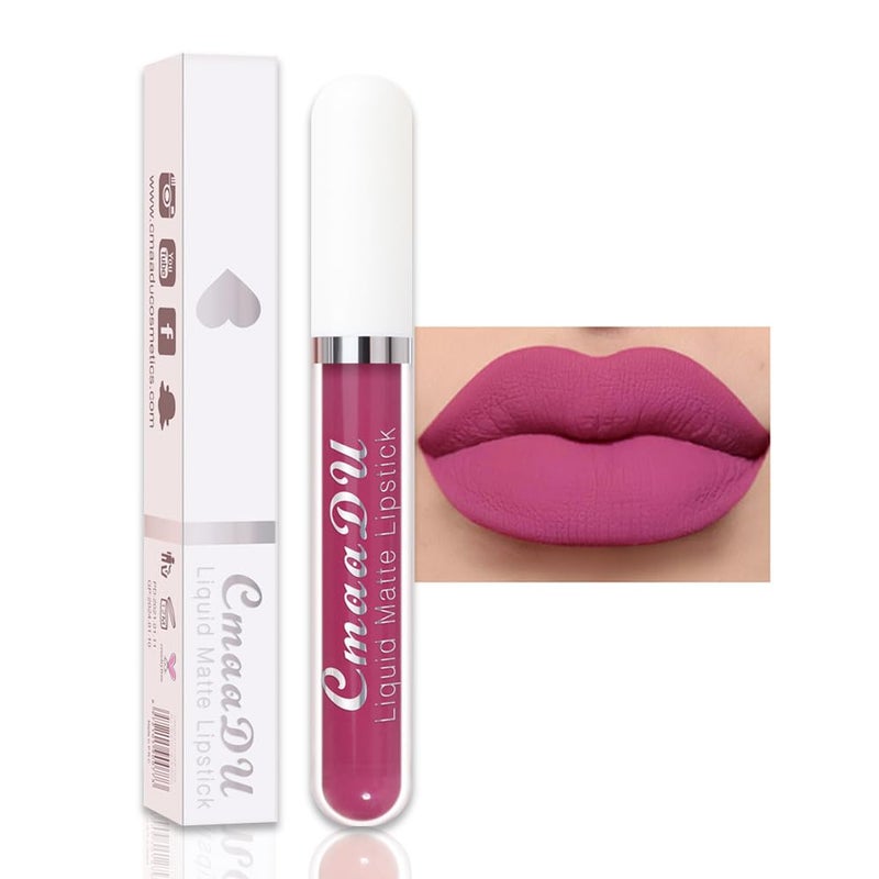 evpct CmaaDu 1Pcs Violet Pink Liquid Matte Lipstick Lipgloss Set for Women, labiales mate 24 horas originales matte larga duracion 24 Hour Lipstick Lip Stains Long Lasting Waterproof 24, 10#