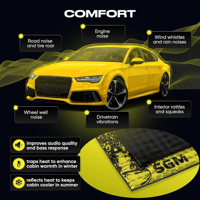 SGM Gold 80 mil (2mm) Car Sound Deadening Mat - 36 sqft Self Adhesive Butyl Insulation - Image 5