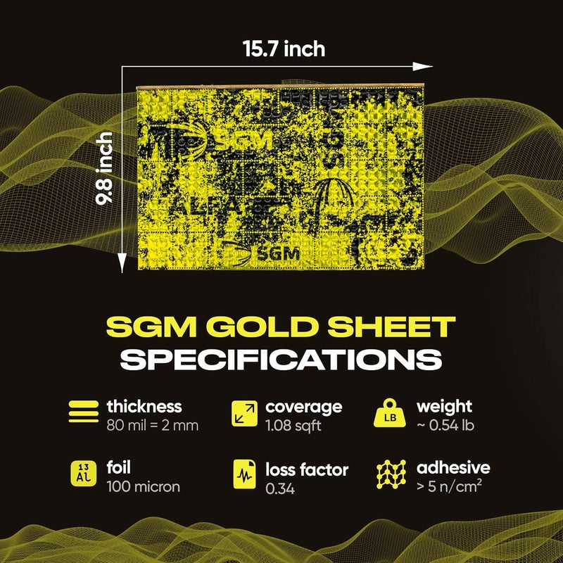 SGM Gold 80 mil (2mm) Car Sound Deadening Mat - 36 sqft Self Adhesive Butyl Insulation - Image 2