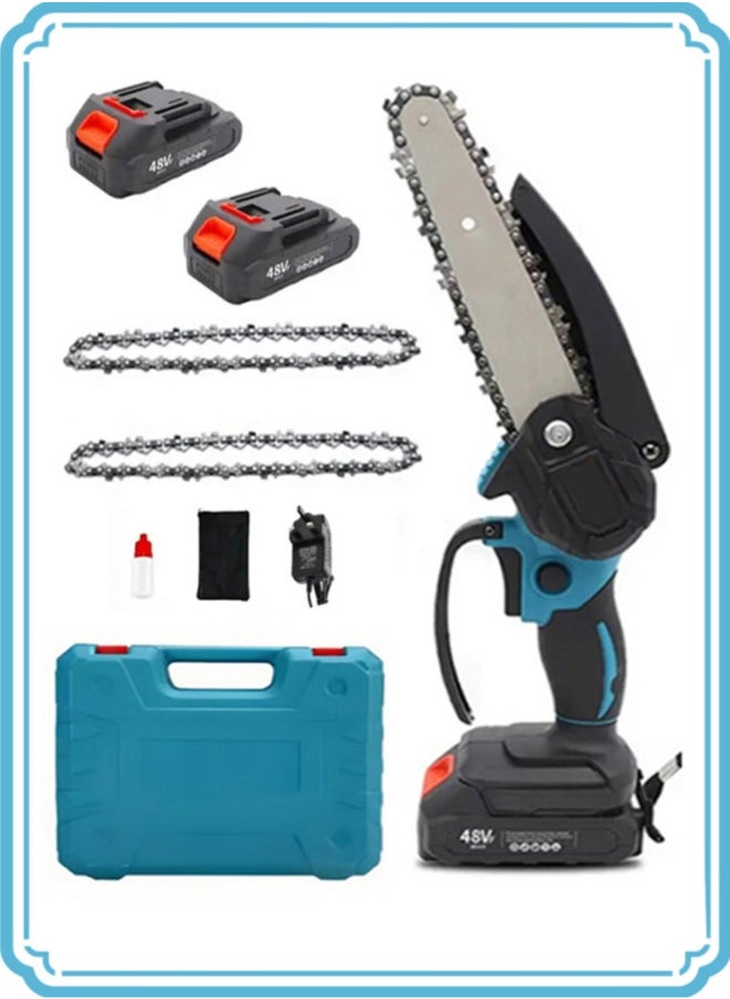 APEX 65 Manganese Steel Chain Cordless Electric Chainsaw - 2 Rechargeable Batteries & Dual Saw Kit | Portable for Branch Trimming & Wood Cutting | Ideal Gift for DIYers, Parents & Grandfathers  - Image 1
