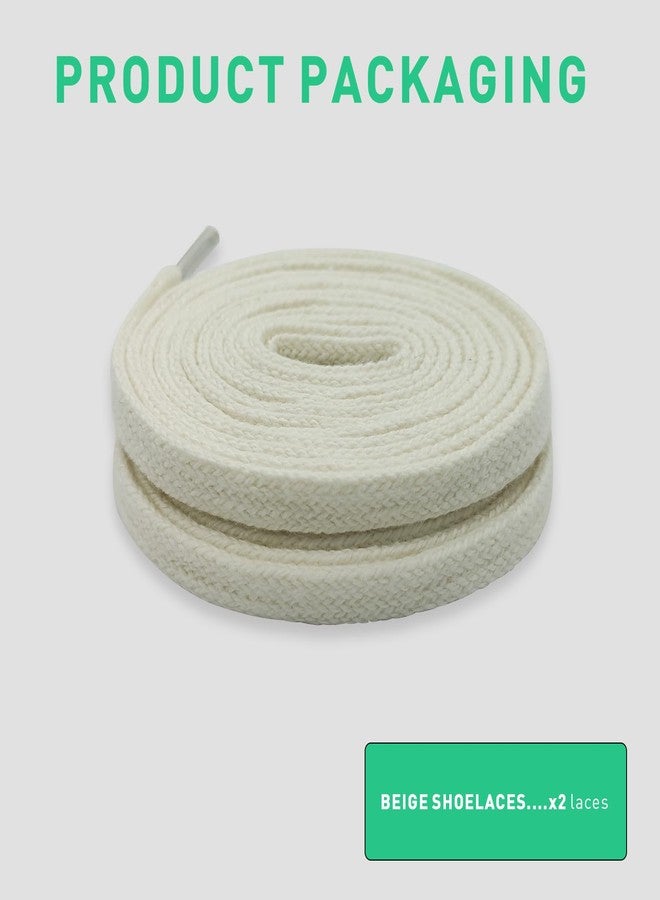 UamGlsob 5/16" Flat Cotton Shoe Laces for Sneakers, Wide Replacement Shoe Strings Premium Shoelaces for Converse High Top Athletic Shoes (Beige,47"/120cm) - Image 2