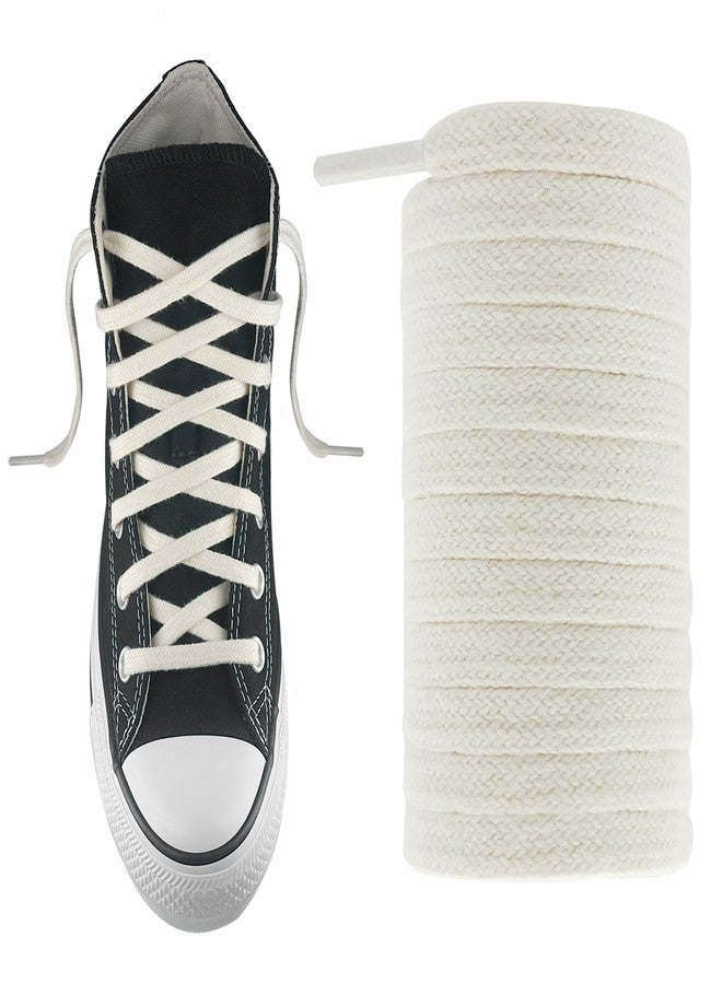 UamGlsob 5/16" Flat Cotton Shoe Laces for Sneakers, Wide Replacement Shoe Strings Premium Shoelaces for Converse High Top Athletic Shoes (Beige,47"/120cm) - Image 1