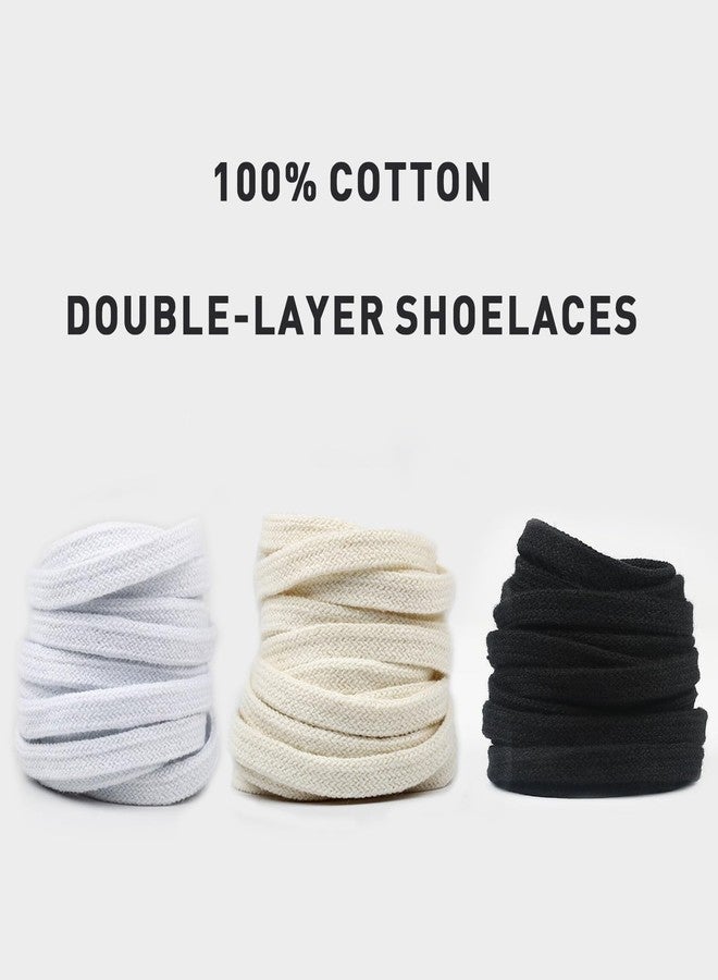 UamGlsob 5/16" Flat Cotton Shoe Laces for Sneakers, Wide Replacement Shoe Strings Premium Shoelaces for Converse High Top Athletic Shoes (Beige,47"/120cm) - Image 5