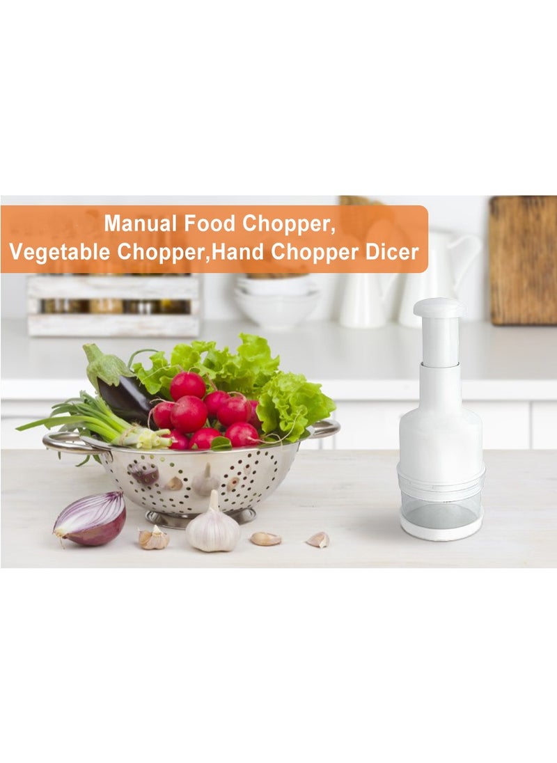 Generic - Khazna Manual Vegetable Chopper, Fruit Chopper, Garlic Chopper, Hand Press Chopper for Onion, Garlic, Nut, Manual Food Chopper for Kitchen, Dishwasher Safe (White) - Image 1