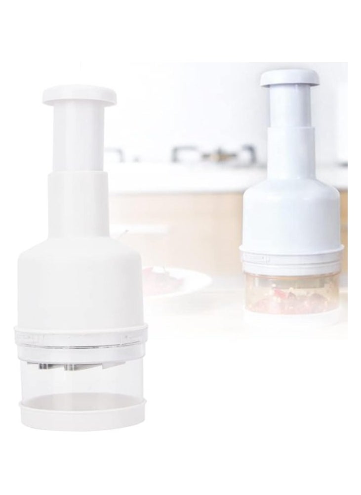 Generic - Khazna Manual Vegetable Chopper, Fruit Chopper, Garlic Chopper, Hand Press Chopper for Onion, Garlic, Nut, Manual Food Chopper for Kitchen, Dishwasher Safe (White) - Image 1