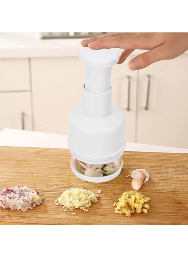 Generic - Khazna Manual Vegetable Chopper, Fruit Chopper, Garlic Chopper, Hand Press Chopper for Onion, Garlic, Nut, Manual Food Chopper for Kitchen, Dishwasher Safe (White) - Image 1