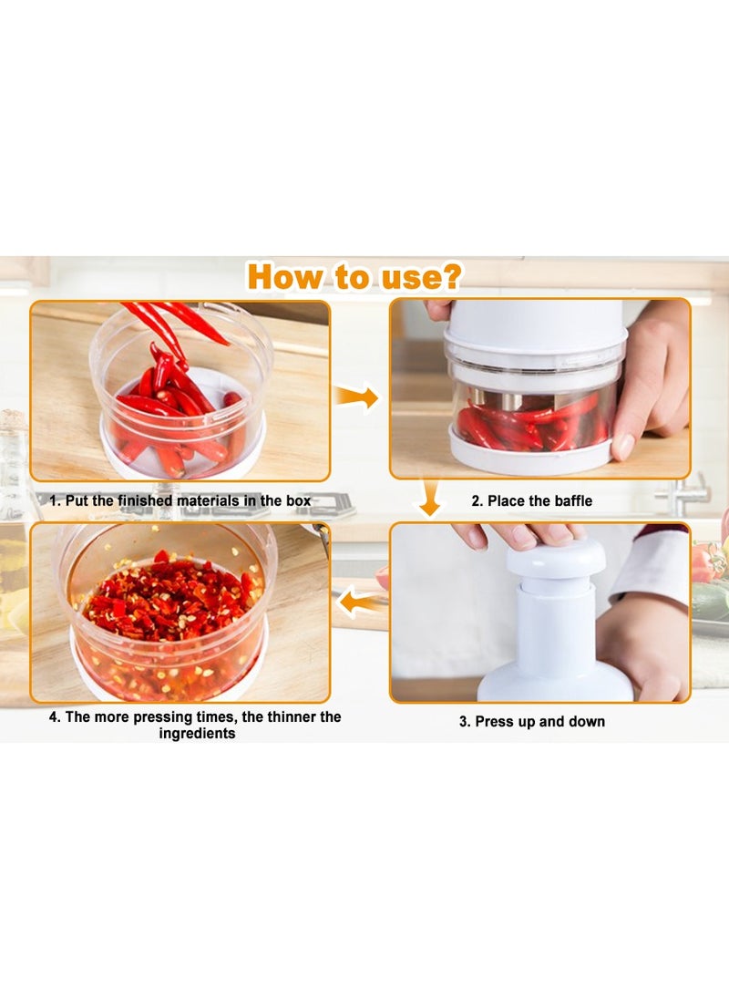 Generic - Khazna Manual Vegetable Chopper, Fruit Chopper, Garlic Chopper, Hand Press Chopper for Onion, Garlic, Nut, Manual Food Chopper for Kitchen, Dishwasher Safe (White) - Image 1