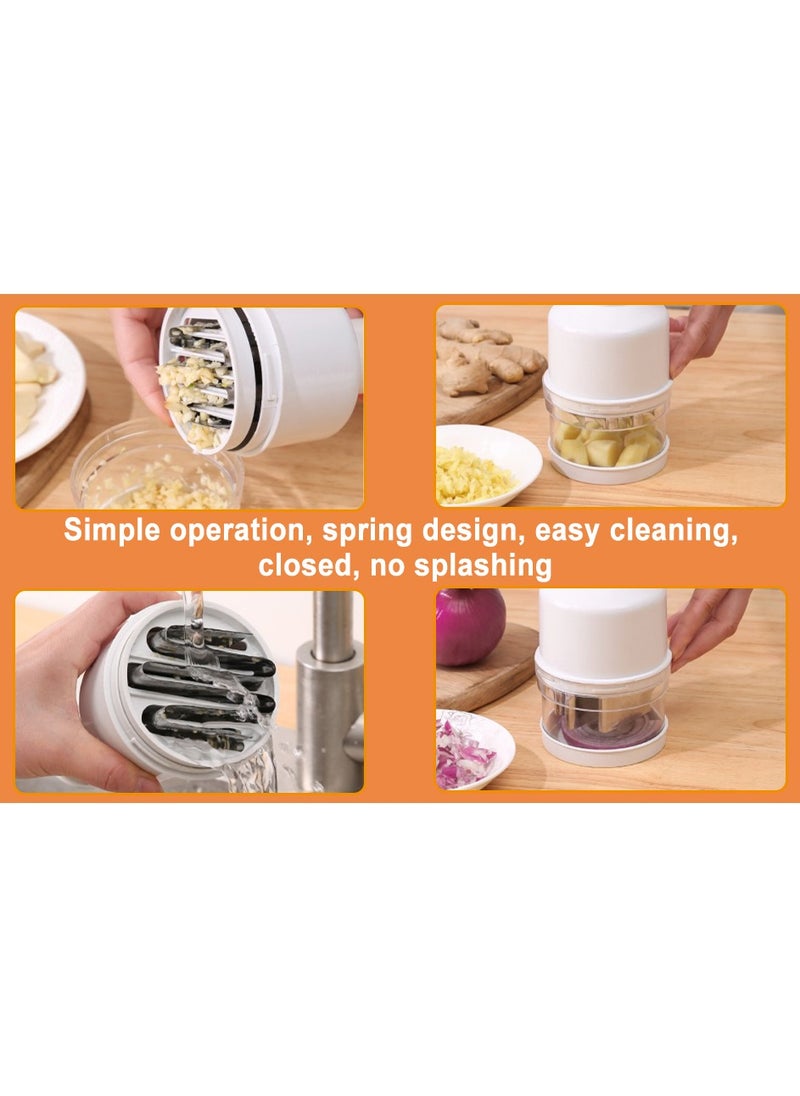 Generic - Khazna Manual Vegetable Chopper, Fruit Chopper, Garlic Chopper, Hand Press Chopper for Onion, Garlic, Nut, Manual Food Chopper for Kitchen, Dishwasher Safe (White) - Image 1