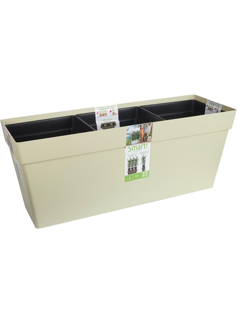 IDEL Rectangular Self Watering Planter Box – Large Plastic Flower Pot with 3 Divided Compartments – Indoor & Outdoor Plant Pot for Balcony, Garden, Herbs & Vegetables – Smart Flowerbox -  Made in Italy - Image 1