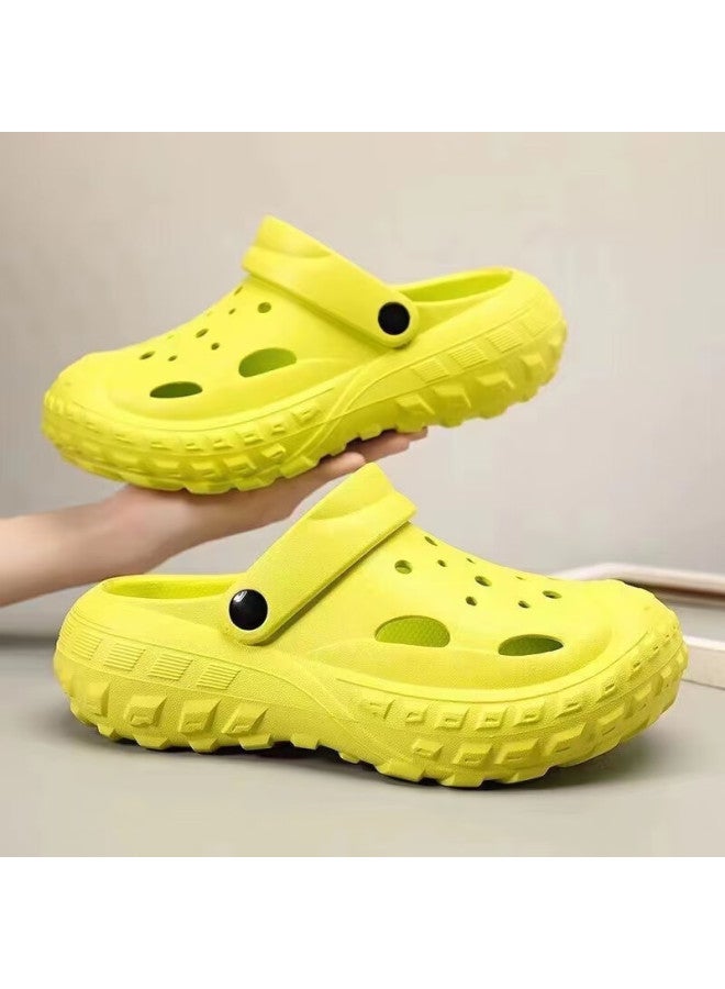 Renben Perforated Shoes, Uni Sandals, Casual Dual-use Beach Shoes, Closed-toe Slippers, Indoor And Outdoor Non-slip, 899 Green, Size 42-43