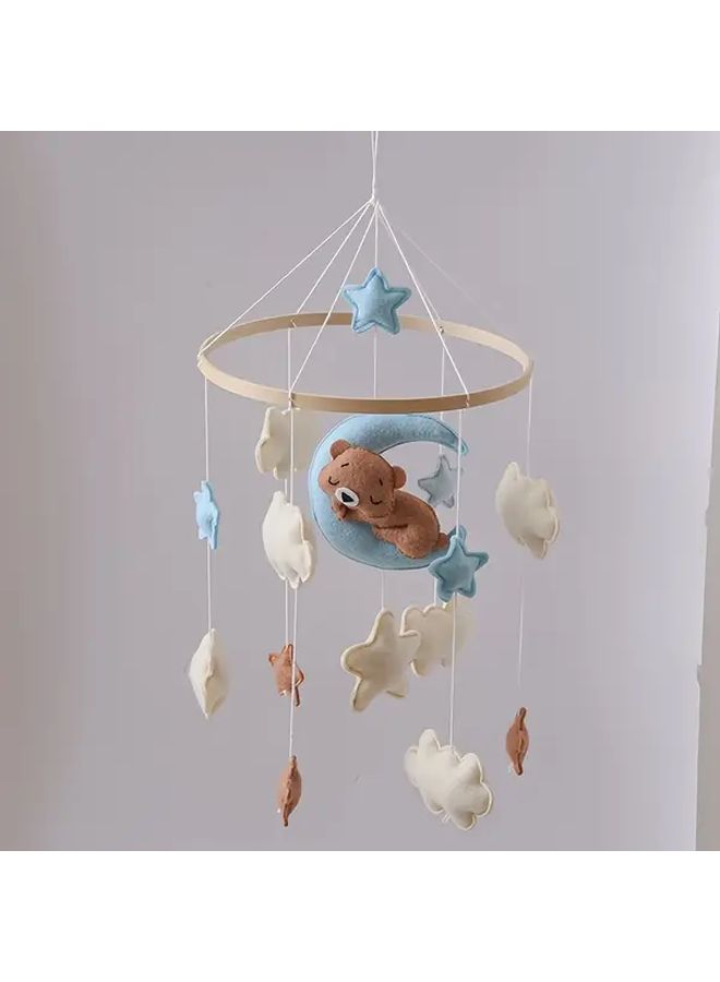 Brown Bear Blue Moon Breathable Mesh Baby Toy With Soft Cushioned Base Portable Infant Relaxation Hanging Bell - Image 1