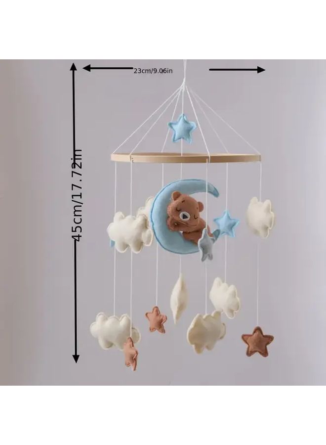 Brown Bear Blue Moon Breathable Mesh Baby Toy With Soft Cushioned Base Portable Infant Relaxation Hanging Bell - Image 2