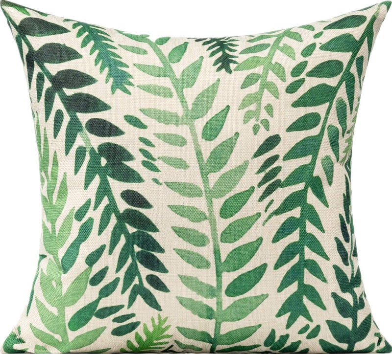 All Smiles Outdoor Throw Pillow Covers for Patio Funitures Spring Summer Green Decor Accent Pillows for Porch Bench 18 x 18 Set of 4 Tropical Forest Cushions - Image 3