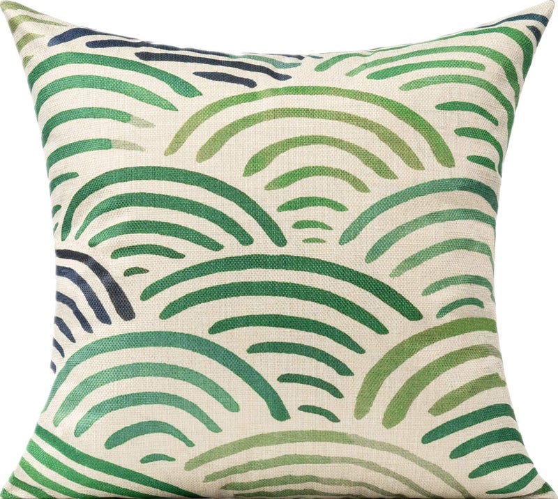 All Smiles Outdoor Throw Pillow Covers for Patio Funitures Spring Summer Green Decor Accent Pillows for Porch Bench 18 x 18 Set of 4 Tropical Forest Cushions - Image 5