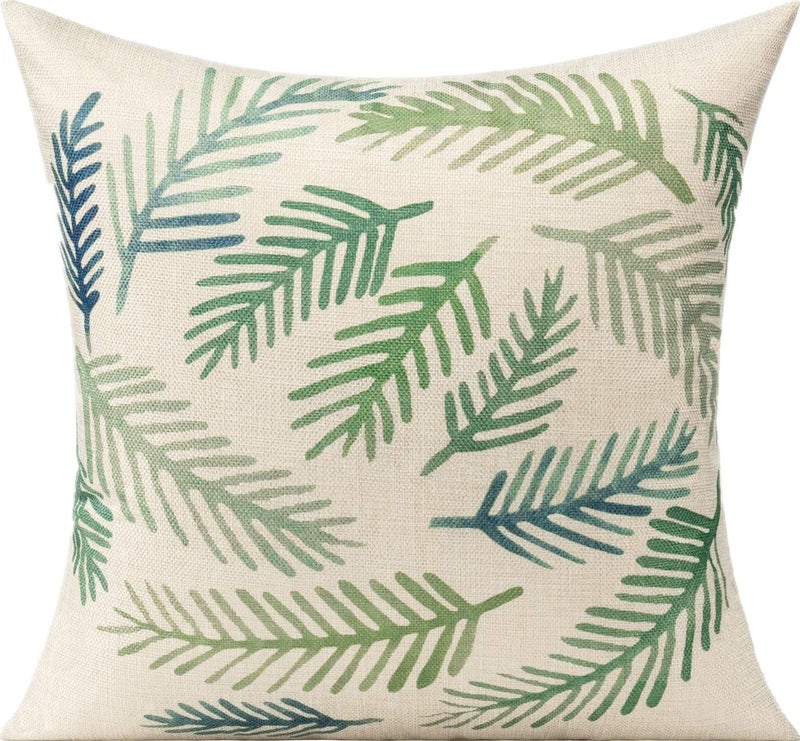 All Smiles Outdoor Throw Pillow Covers for Patio Funitures Spring Summer Green Decor Accent Pillows for Porch Bench 18 x 18 Set of 4 Tropical Forest Cushions - Image 4