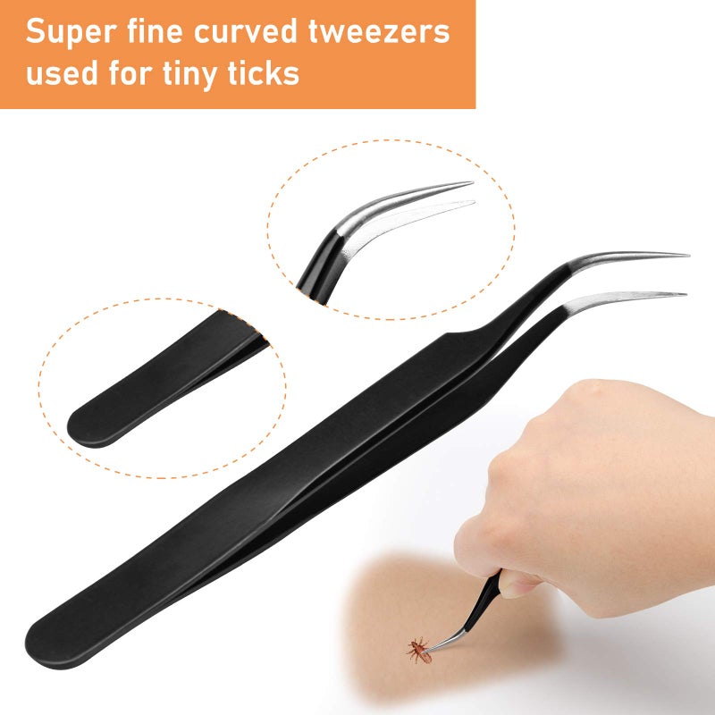 COITEK 3 in 1 Tick Remover Kit, Black Tick Remover Tweezers Stainless Steel Tick Remover Tools Set for Pet Dog, Cat, Human with Storage Box (Black) - Image 5