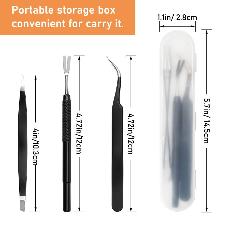 COITEK 3 in 1 Tick Remover Kit, Black Tick Remover Tweezers Stainless Steel Tick Remover Tools Set for Pet Dog, Cat, Human with Storage Box (Black) - Image 2