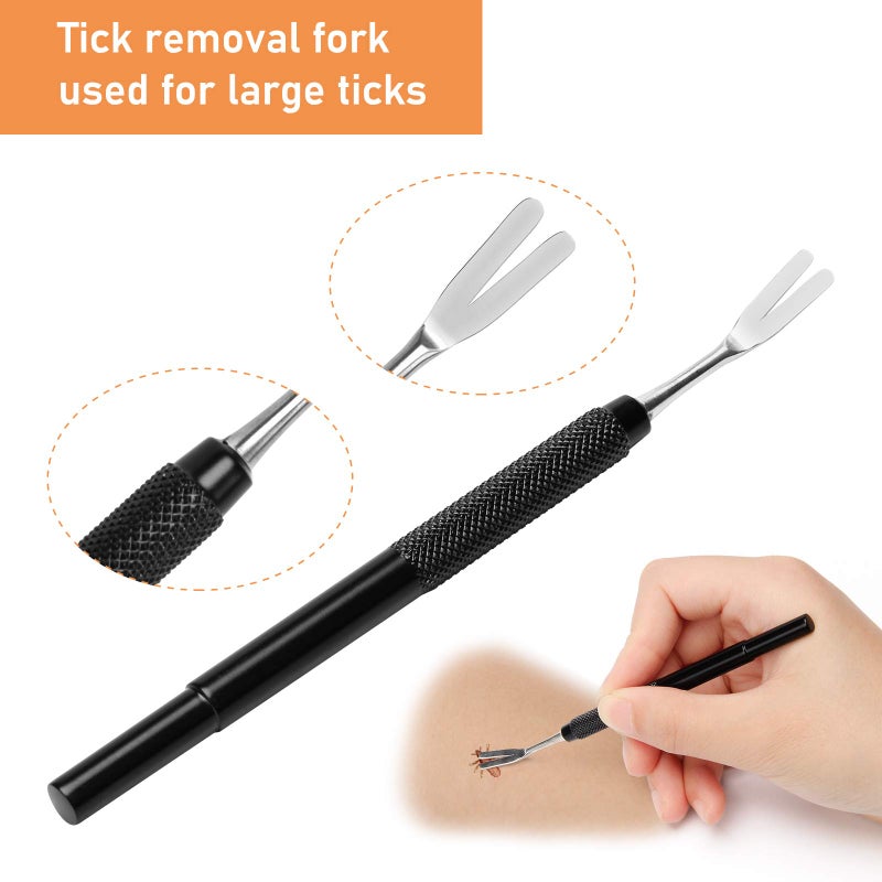 COITEK 3 in 1 Tick Remover Kit, Black Tick Remover Tweezers Stainless Steel Tick Remover Tools Set for Pet Dog, Cat, Human with Storage Box (Black) - Image 3