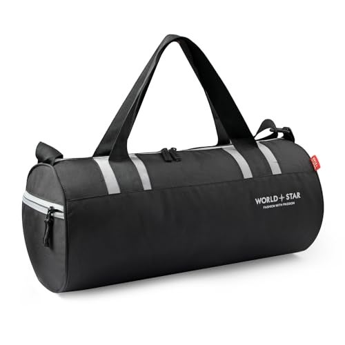 WORLD STAR Trendy Gym Duffle Bag for Men & Women – Waterproof Sports Bag with Shoe Compartment & Adjustable Strap – Versatile Travel & Training Gear (Sleek Black) - Image 2