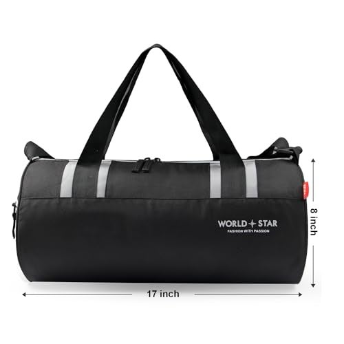 WORLD STAR Trendy Gym Duffle Bag for Men & Women – Waterproof Sports Bag with Shoe Compartment & Adjustable Strap – Versatile Travel & Training Gear (Sleek Black) - Image 3